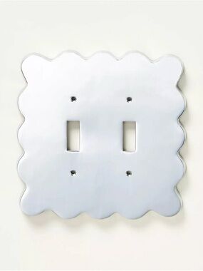 Anthropologie Scalloped Double Toggle Wall Plate - White